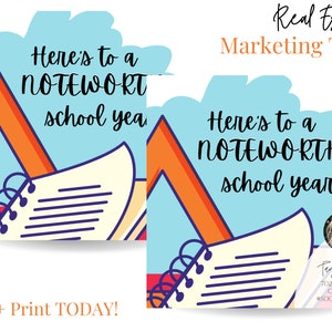 Pop By Gift Tag, Heres to a noteworthy school year, Real Estate Marketing Printable, Realtor back to school marketing, Digital Download