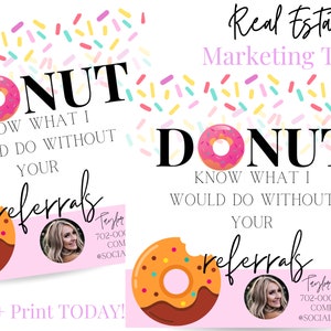 Pop By Gift Tag, Donut know what I would do without your referrals, Real Estate Marketing, Realtor Gift Tags, Digital