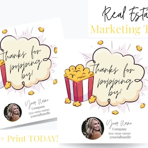 Pop By Gift Tag, Realtor Thanks For Popping By Tags, Real Estate Printable Tag, Real Estate Marketing, Open House Marketing
