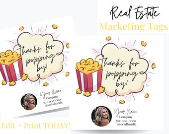 Tag prezentowy „Wpadnij po”, tagi „Podziękowania dla agenta nieruchomości za wpadnięcie”, tag do wydrukowania w nieruchomościach, marketing nieruchomości, marketing dnia otwartego