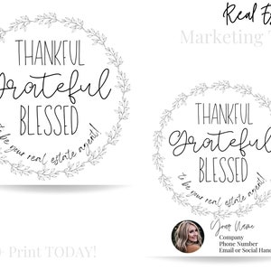 Pop By Gift Tag, Thankful Grateful Blessed To Be Your Real Estate Agent! Fall Real Estate Marketing, Realtor Branding, Digital Download