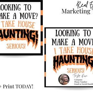 Pop By Gift Tag, I take house haunting serious! Real Estate Printable Tag, Realtor Marketing, Halloween Tags, Halloween Treats, Open House