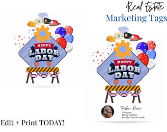 Pop By Tagi, Szczęśliwego Dnia Pracy, Marketing Dnia Pracy w Nieruchomościach, Podziękowania dla Agentów Nieruchomości do Wydrukowania, Pobieranie Cyfrowe, Canva, Marketing