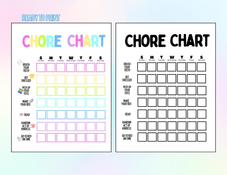 Editable Chore Chart, Kids Chore Chart, Chore Chart for Kids Printable ...