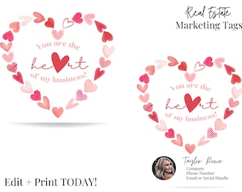 Etykieta upominkowa Wpadnij, Wpadnij na Walentynki, Etykieta do wydrukowania w branży nieruchomości, Marketing nieruchomości, Marketing dni otwartych, Wesołych Walentynek!