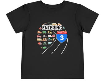 Toddler Boy 3rd Birthday Vehicle Shirt, Car Truck Theme