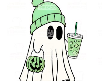 Ghost Matcha Coffee SVG, Halloween PNG (Digital File)