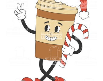 Retro Christmas Coffee Mug SVG PNG, Holiday Shirt (Digital Download)