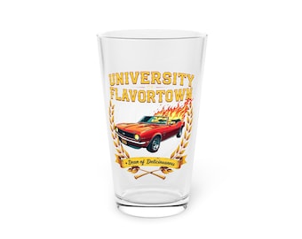 University Flavortown Car Graphic Pint Glass | Guy Fieri-present | Foodie Dad-present