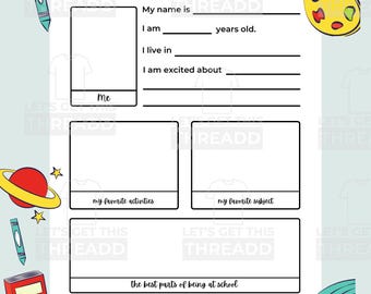 All About Me Worksheet, Back to School Activity (PDF, JPG)