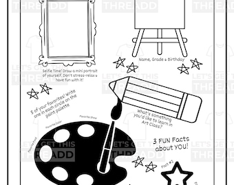 All About Me Art Worksheet, Back to School Icebreaker (PDF)