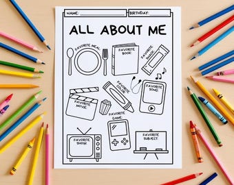 All About Me Activity Sheet, First Day of School (PDF & JPG)