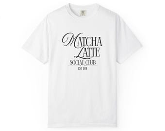 Matcha Latte Social Club Comfort Colors T-Shirt | Aesthetic Matcha Lover Tee | Vintage Café Shirt | Trendy Coffee Graphic Tee