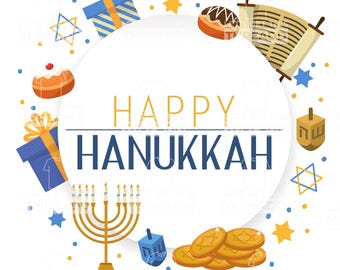 Diseño Hanukkah, Menorá, Dreidels, Gelt PNG SVG (Descarga digital)