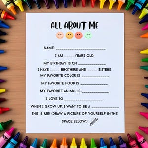 Get To Know Me, All About Me, Back to School Worksheet Kids, About Me, First Day of School Activity, Meet The Teacher, all about me poster