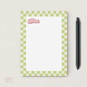 Modny notatnik w kratkę retro | Notatki 5 x 7 cali | 50 arkuszy Tearpad