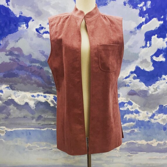 Vintage Vegan Suede Vest Earthtone Rose, Vintage V