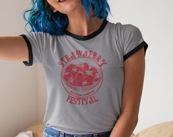 Hawkins, Indiana. Strawberry Festival Retro Shirt.  80&#39;s style shirt.  Ringer tee or T shirt.