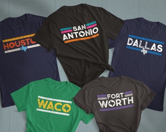 Vintage Texas Cities Shirt // Austin Dallas San Antonio Houston & More // Texan Hometown Pride Tee