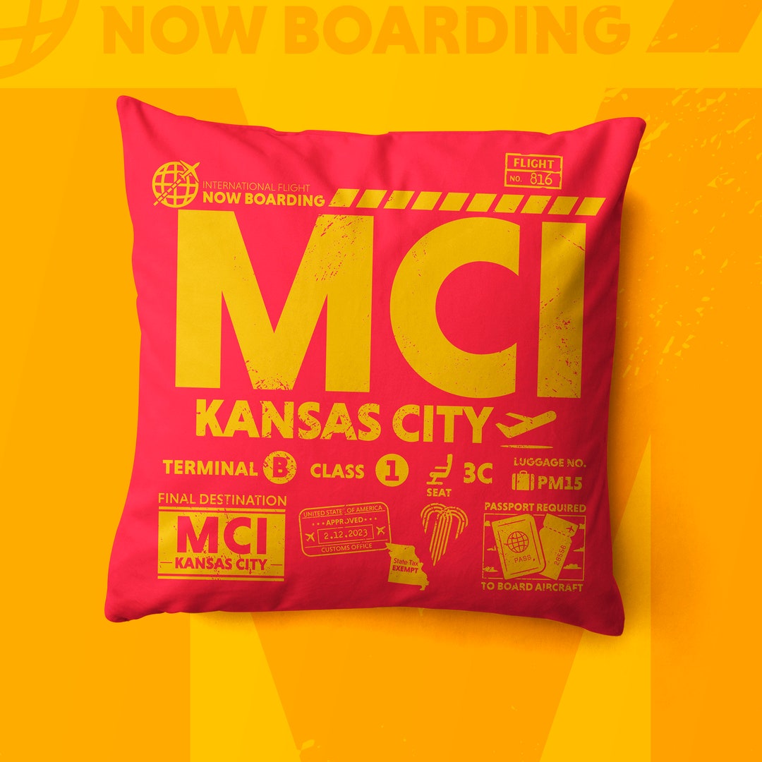 Kansas City MCI Airport Code Throw Pillow // Vintage MCI Etsy