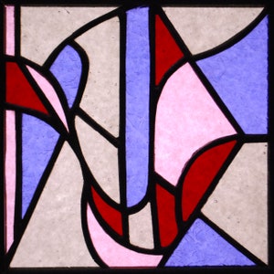 7" x 7" Colorful Abstract Stained Glass Suncatcher