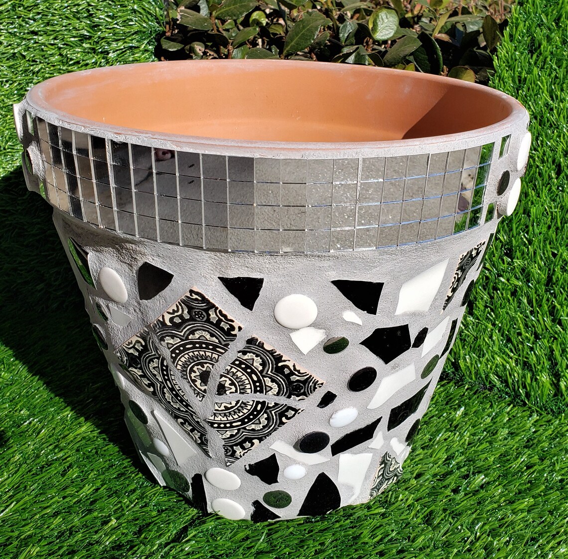 Flower pot mosaic tile & ceramic Etsy