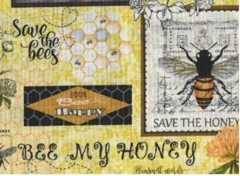 Patchword Bee Pattern Bee Patchwork Print Cotton Fabric, Honeycomb Theme (1/2 Yard) - Etsy