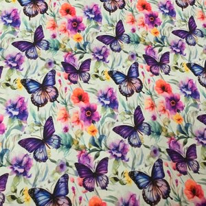 Butterfly Print Cotton Fabric, Colorful Butterflies (1/2 Yard)