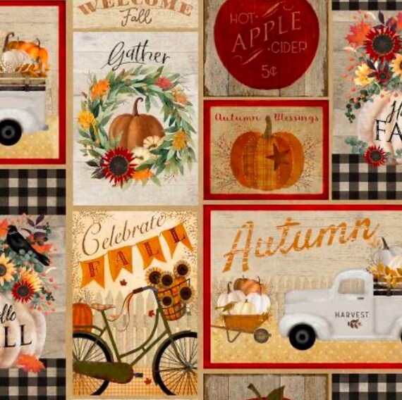 Fröhlicher Herbst Patchwork Stoff 1/2 Yard