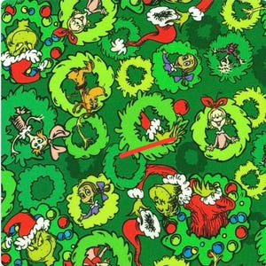 Grinch Weihnachten Baumwollstoff : 1/2 Yard
