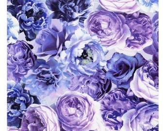 Blau Floral Dreams Premium Baumwolle Stoff 1/2 Yard