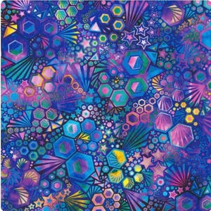 Phantasm Mardi Gras Geometric Cotton Fabric 1/2 Yard