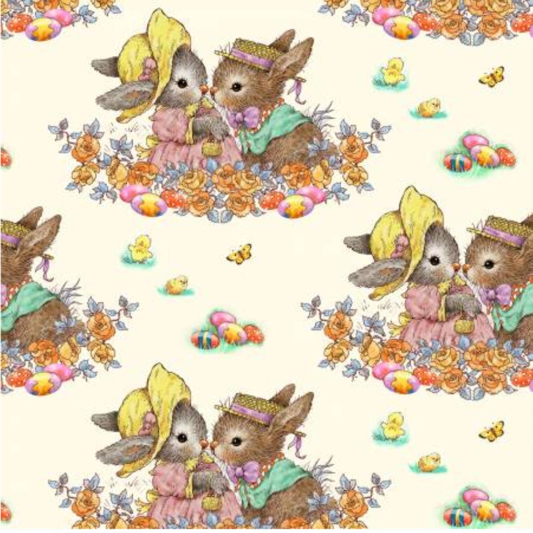 Cream Bunnies Bunny Tails Cotton Fabric 1/2 Yard - Etsy