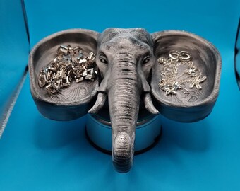 3D Printed Elephant Jewelry Holder, Animal Ring Organizer