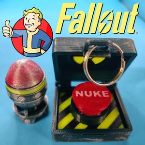 Fallout Inspired Mini Nuke with Briefcase. 2-Pcs. Click Nuke Button – Collectible Gift for Fans, Desktop Fidget Toy