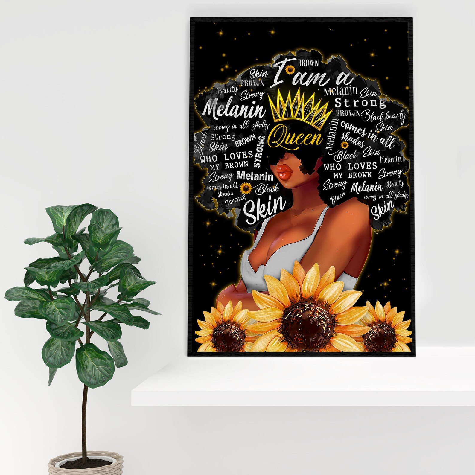 I Am Black Queen Wall Art Black Girl Magic Wall Decor Afro Etsy