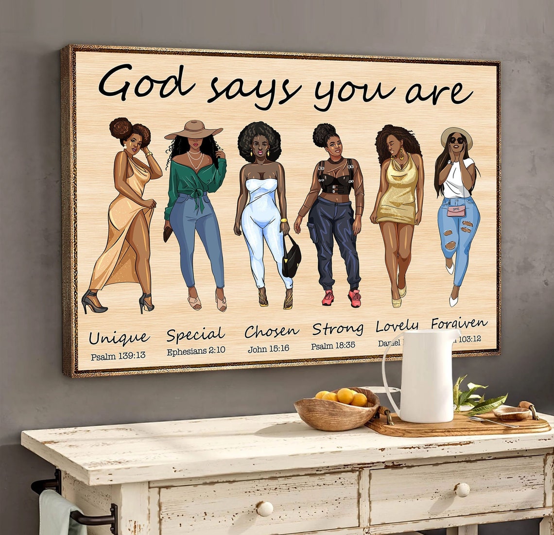 Black Women Canvas Art God Says You Are Poster Print African Etsy