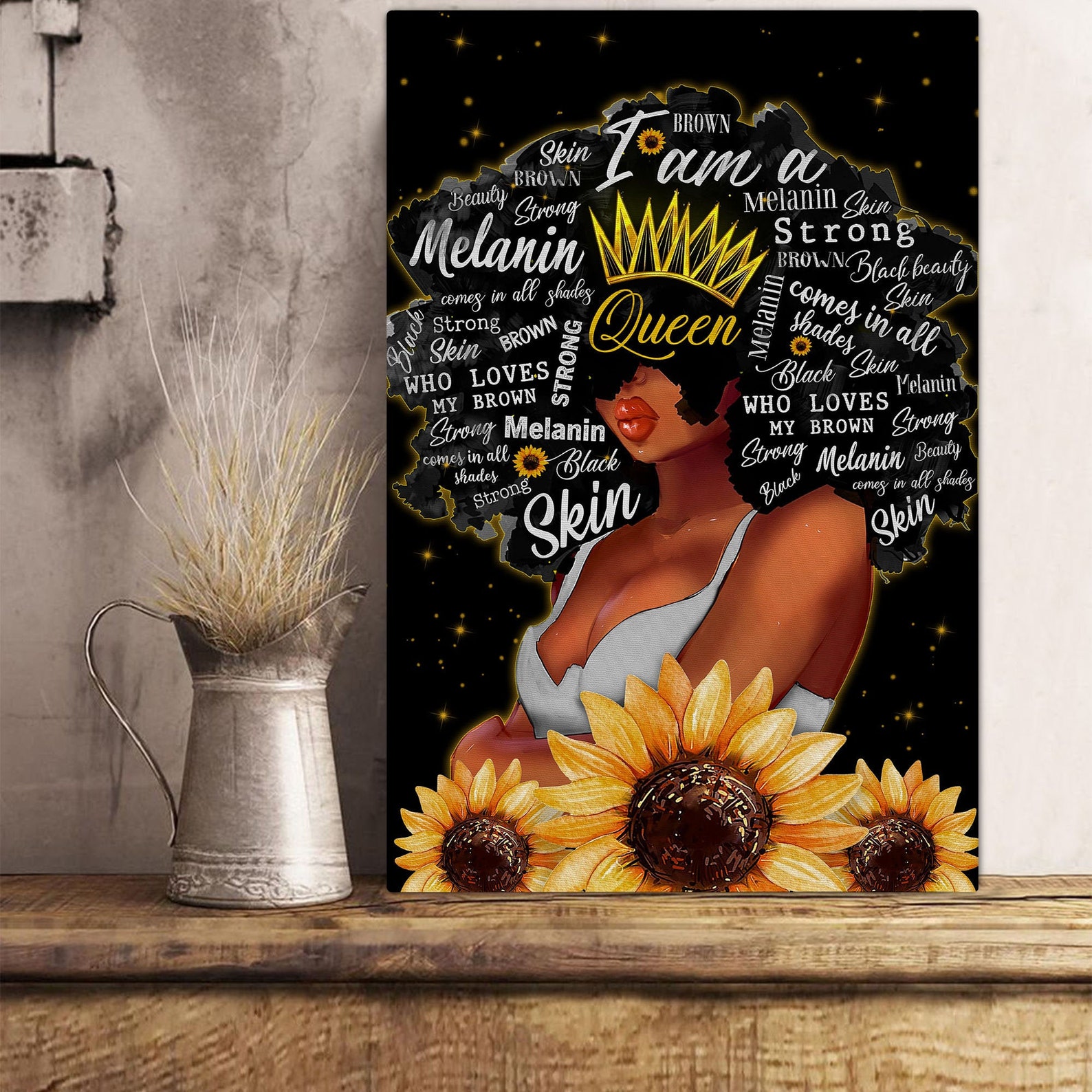 I Am Black Queen Wall Art Black Girl Magic Wall Decor Afro Etsy