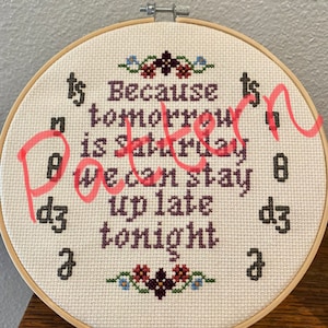 Because tomorrow is Saturday speech therapy cross stitch pattern for SLPS, speech pathologist, speech therapy