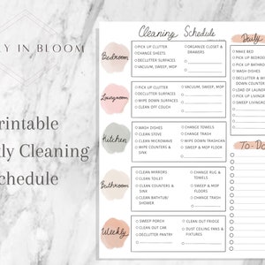 Printable Cleaning Schedule, Instant Download Cleaning Checklist, Weekly Cleaning To-Do List