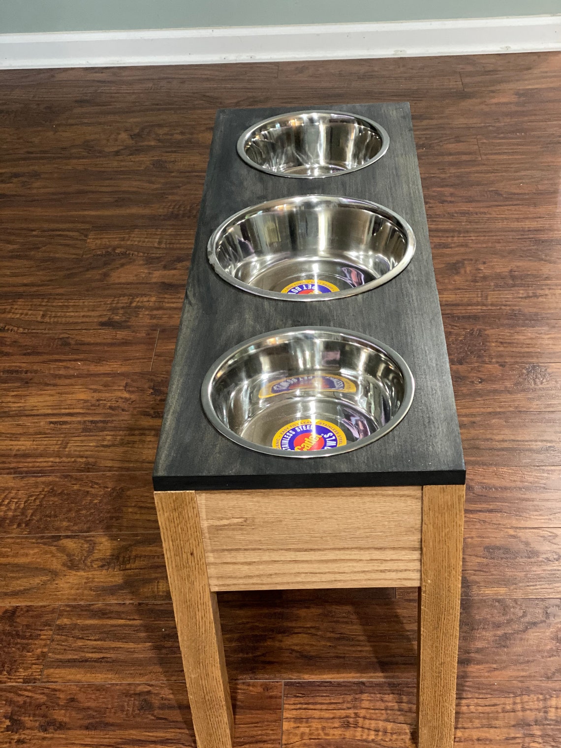 Three Bowl Raised Dog Food Stand Etsy UK
