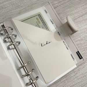 New Aesthetic Cute Clear Peekaboo (hole punched) Cash envelopes with custom divider tabs and vinyl labels