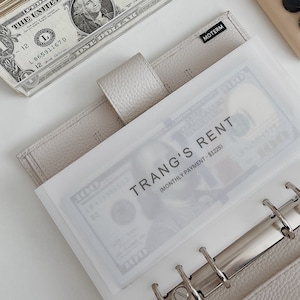 A6 Vellum/Matte Clear Cash envelopes with custom labels