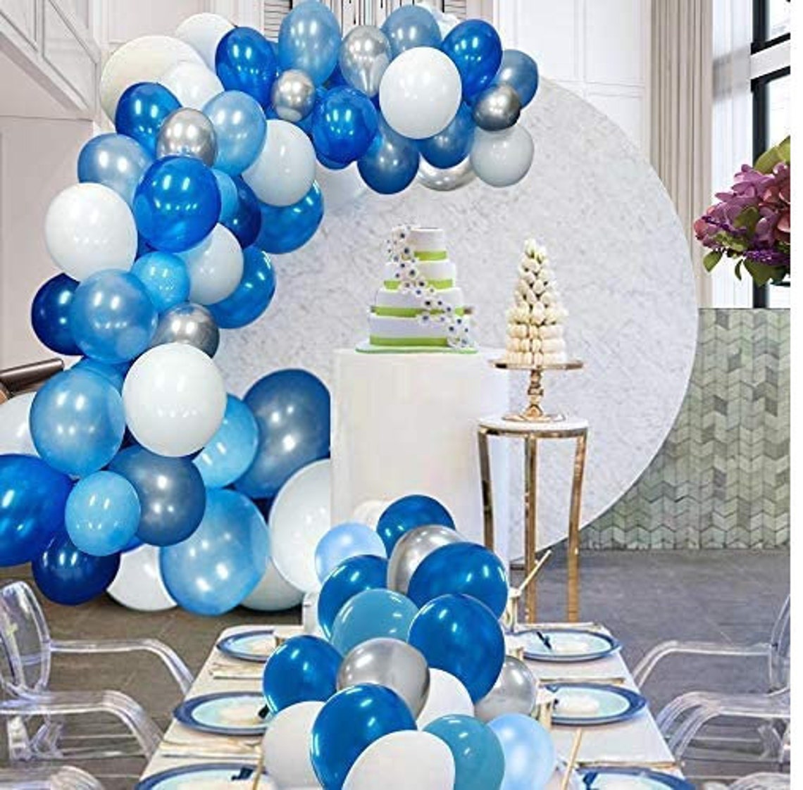 Blue Balloon Garland Kit 117 pcs Blue White Sliver Balloon Etsy