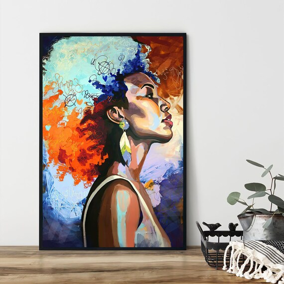 African American Oil Painting Canvas Black Queen Portrait Etsy