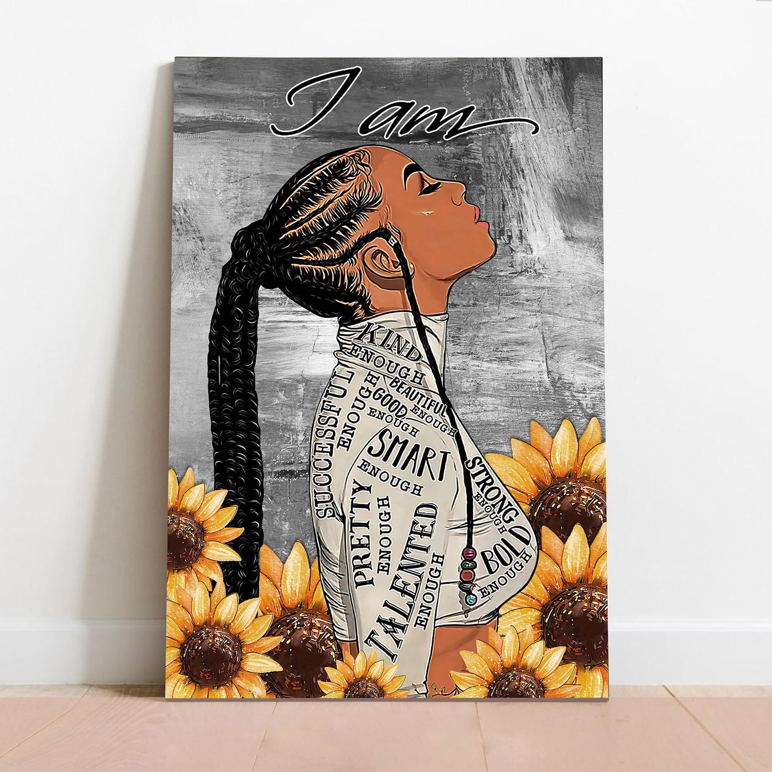 I Am Melanin Queen Wall Art Black Women Canvas Black Queen Etsy