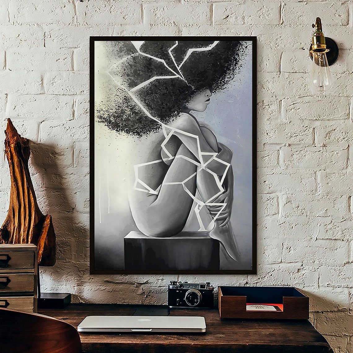 Black Queen Wall Art Afro Queen Wall Art Black Women Canvas Etsy