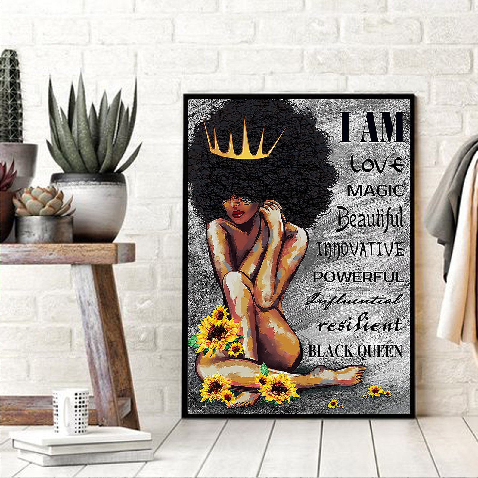 I Am Black Queen Wall Art African American Girl Home Decor Etsy