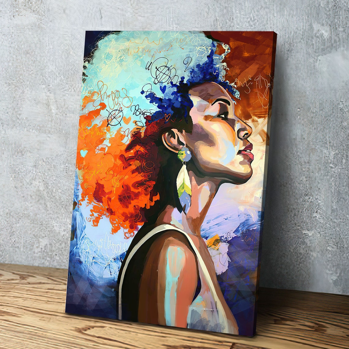 African American Oil Painting Canvas Black Queen Portrait Etsy