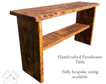 Handcrafted Rustic Pine Farmhouse Table: Entryway Side Table
